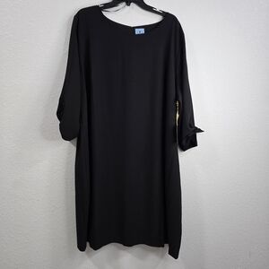 CeCe Black Tie Skeeve Shift Women's Dress Plus Size 24W